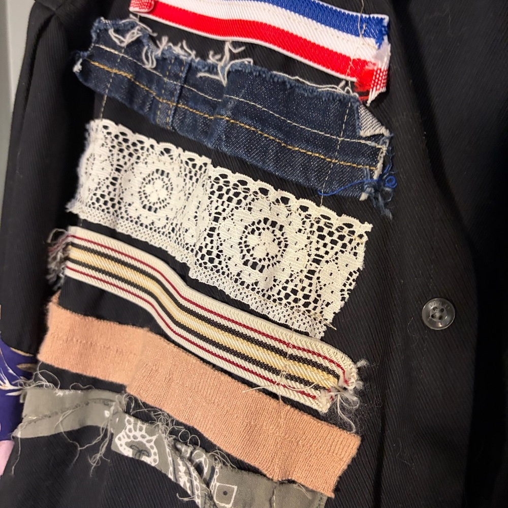 The Morgan Factory Upcycled Black Shirt with Floral Sleeves - Picture 4 of 5